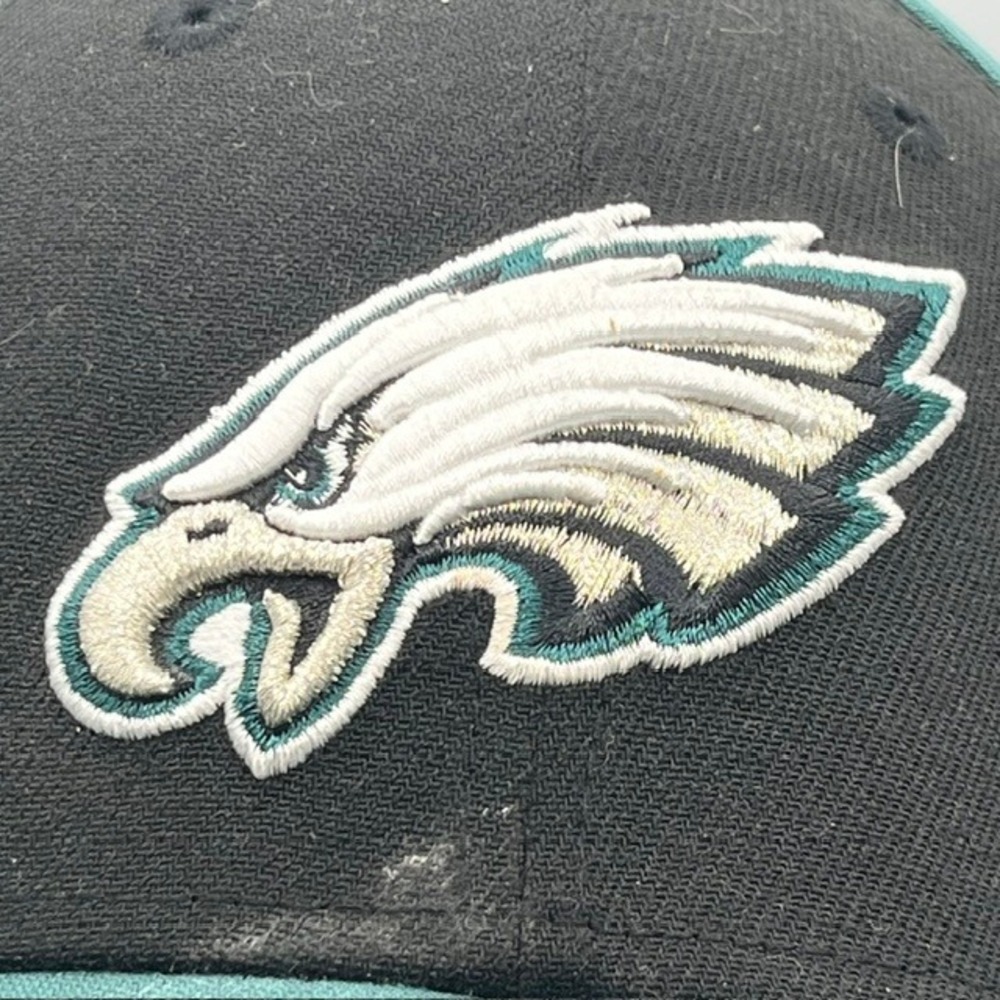 New Era Philadelphia Eagles 39THIRTY NFL Hat Mens Medium Large Green Black Cap - Picture 7 of 9
